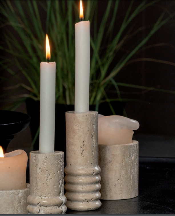Lifestyle Travertine Dining Candle Holder