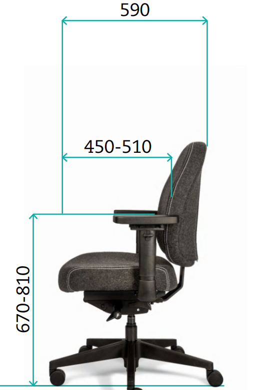 Bureaustoel Therapod X Compact in Wolvilt Fenice