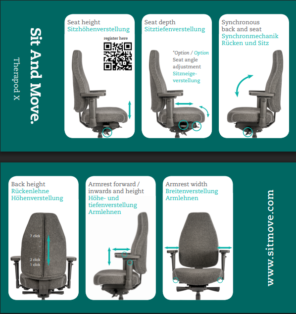 Bureaustoel Therapod X Standaard in Wolvilt Fenice