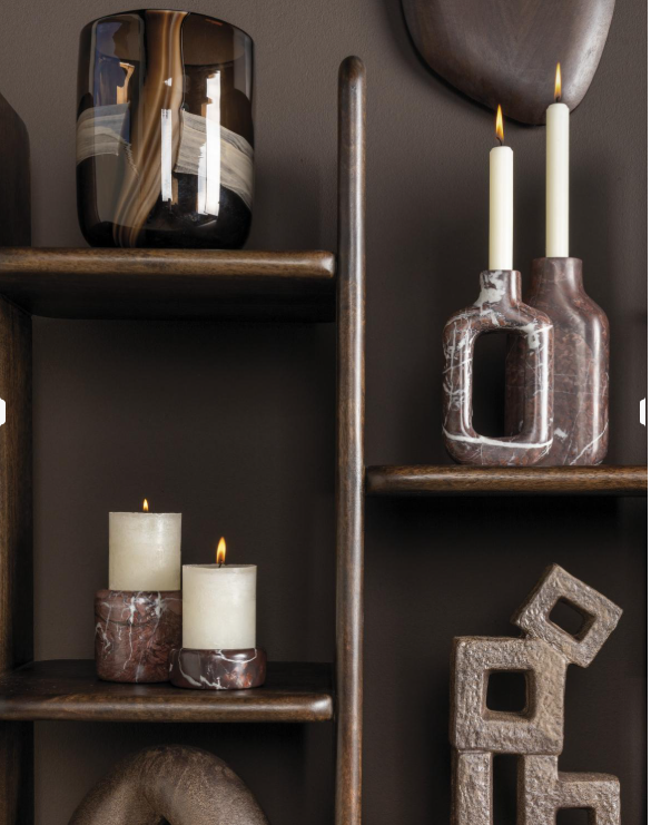 Lifestyle Red Marble Candle Holder