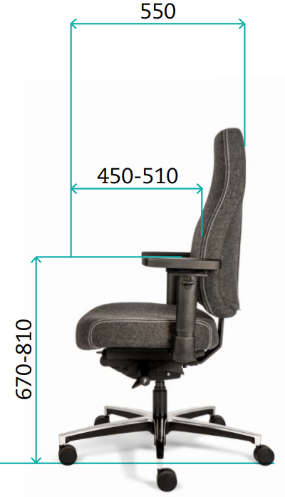 Bureaustoel Therapod X Standaard in Wolvilt Fenice