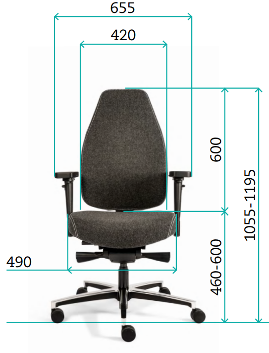 Bureaustoel Therapod X Standaard in Wolvilt Fenice