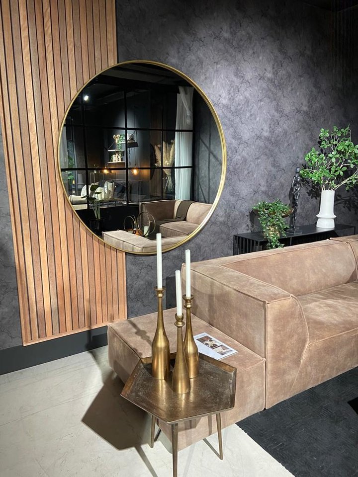 Lifestyle spiegel rond Antique Gold 150cm