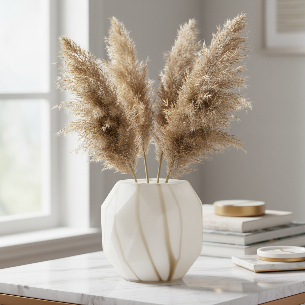 Lifestyle Okley Vase close-up met pampagras