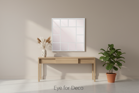 Lifestyle banner Fernao Mirror Square White met Eye for Deco