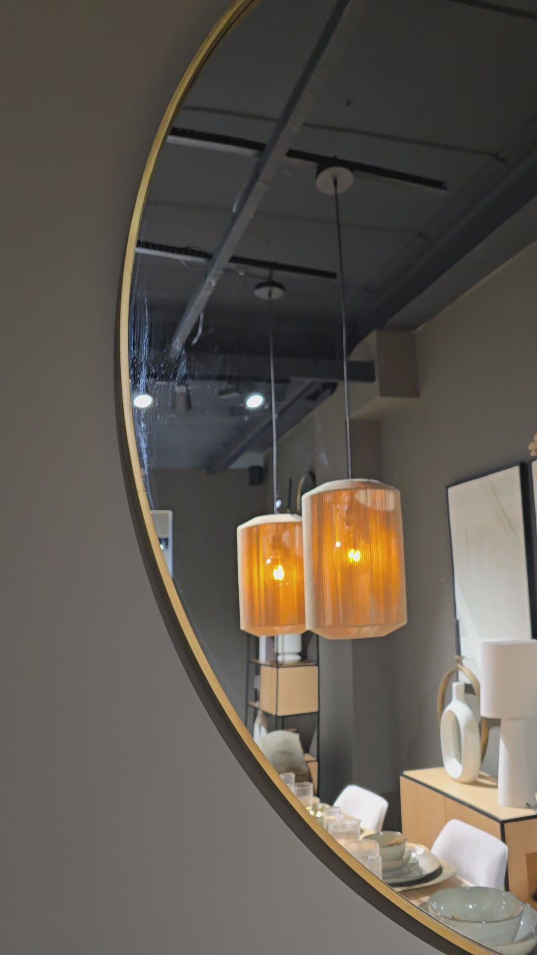 Lifestyle-Spiegel rund Antikgold 150cm