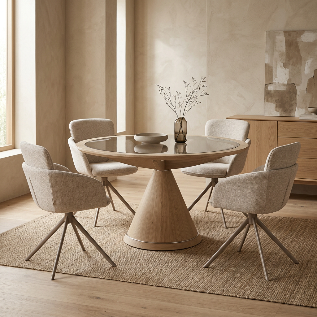 Vasco-tafel met Lifestyle Riverside-stoelen in een warm interieur