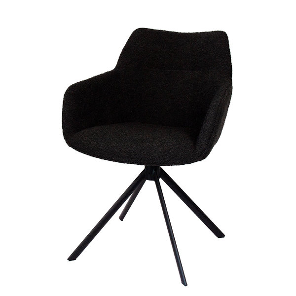 JOHNSON ROTATING DINING CHAIR BOUCLE BLACK W59/D60/H84